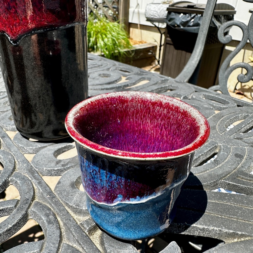 Signed Stuart pottery.  Set of 2 tumblers and 2 tealight holders. - Picture 4 of 13